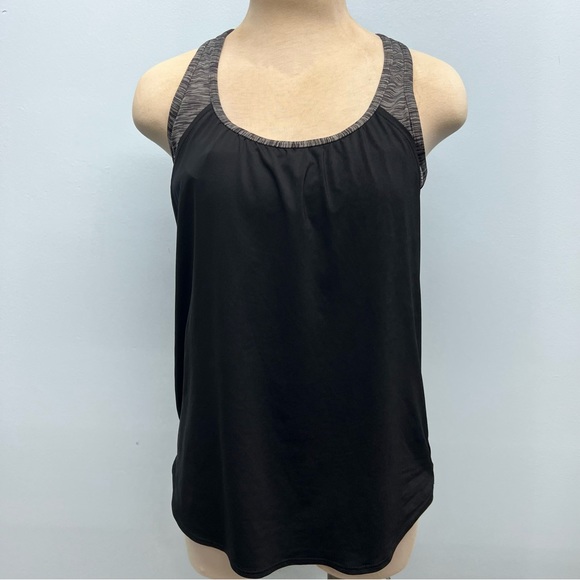 TYR 2 in 1 tank/sports bra black & gray size Large (10/12) - Picture 2 of 8